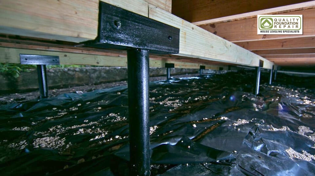 Quality Foundation Repair Austin vapor barrier laid across a crawl space to control moisture.