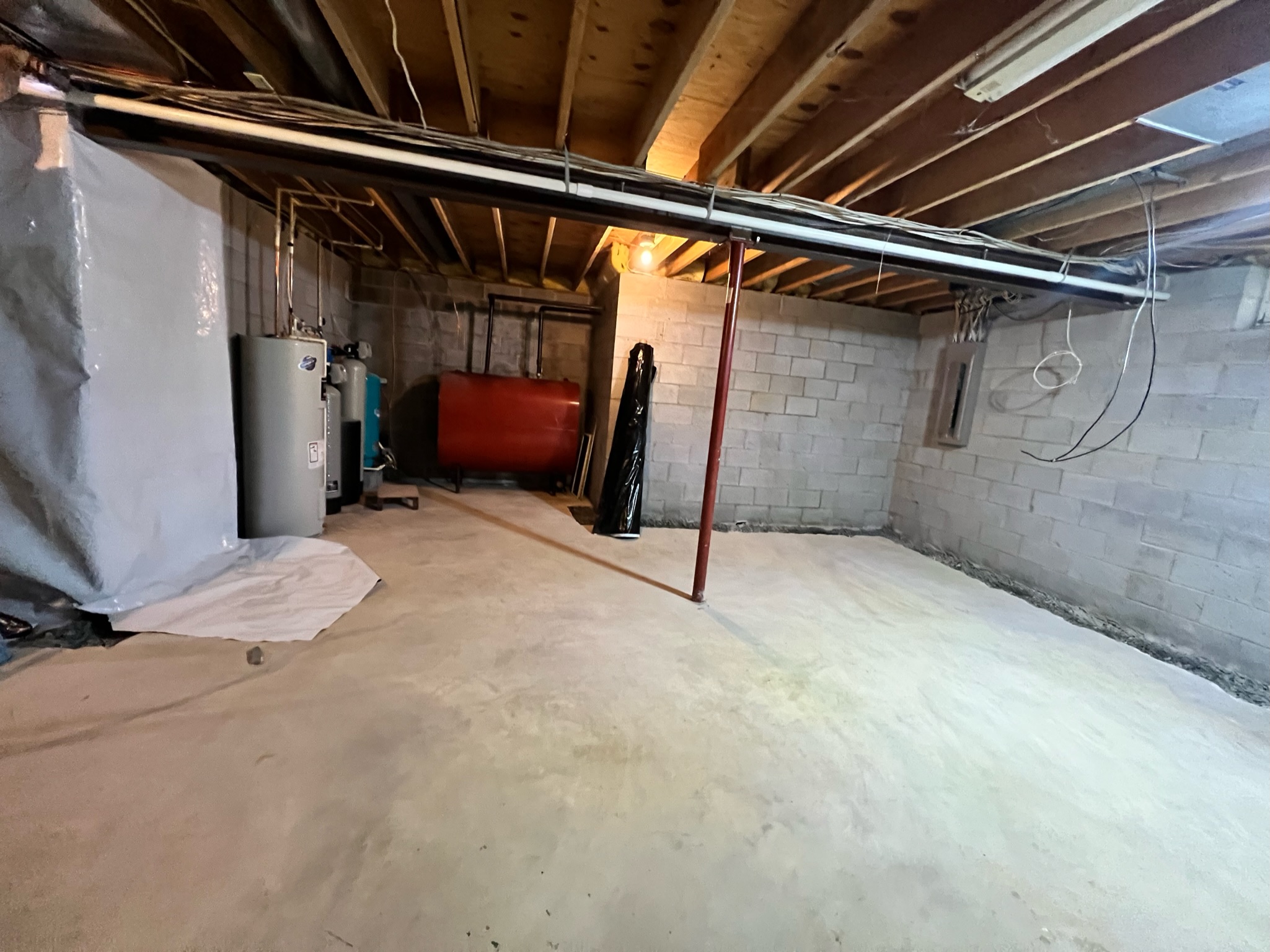 Floor slab crack repair completed in a Maryland home