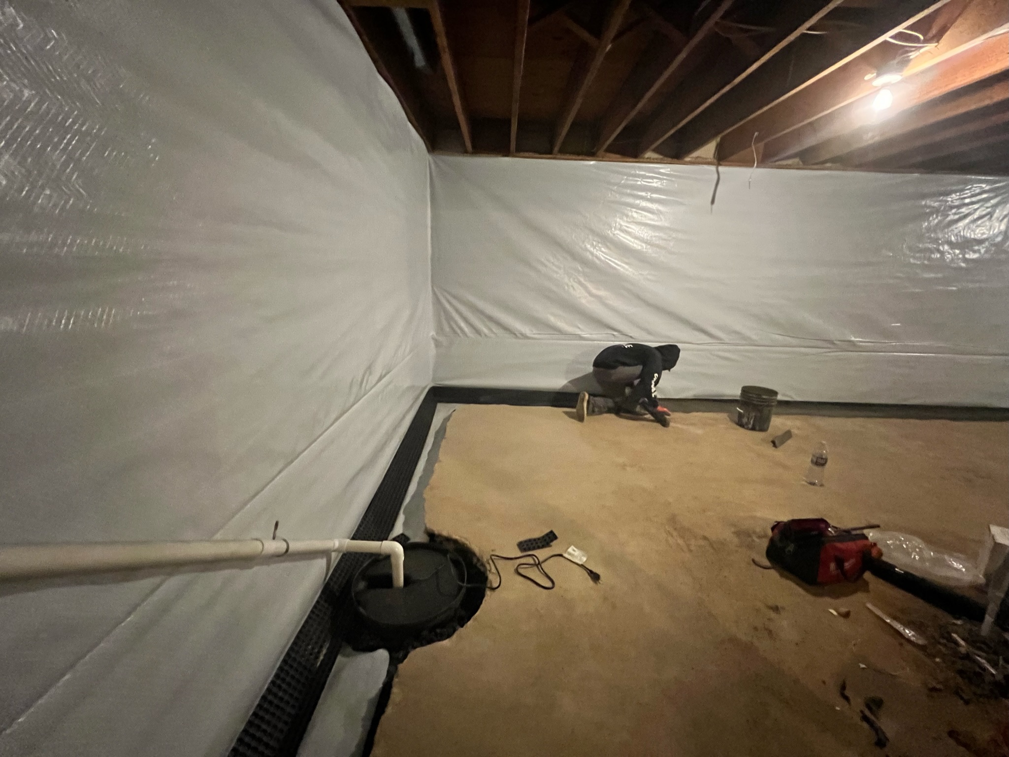 Sump pump repair completed in a Maryland basement