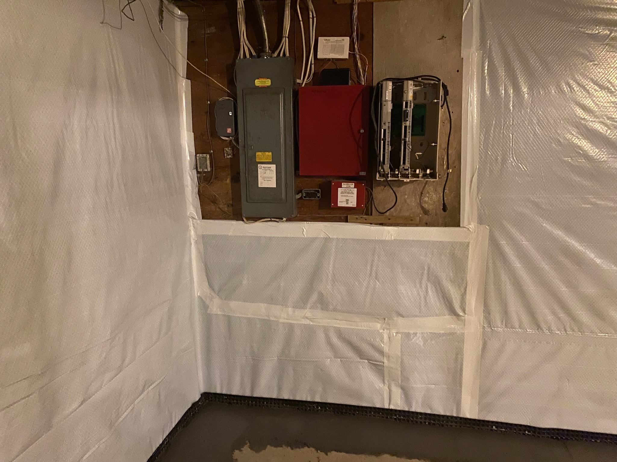 Liner sealed neatly around an electrical panel