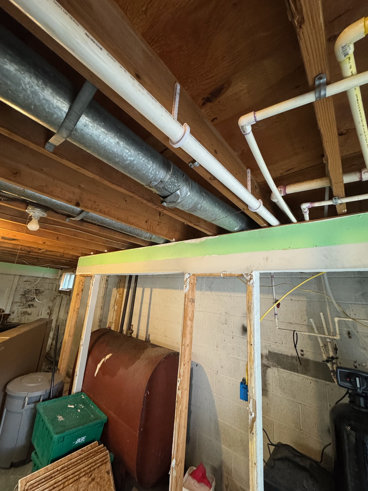 Damp, unsealed crawl space with exposed soil offering no barrier to radon entry in a Maryland home