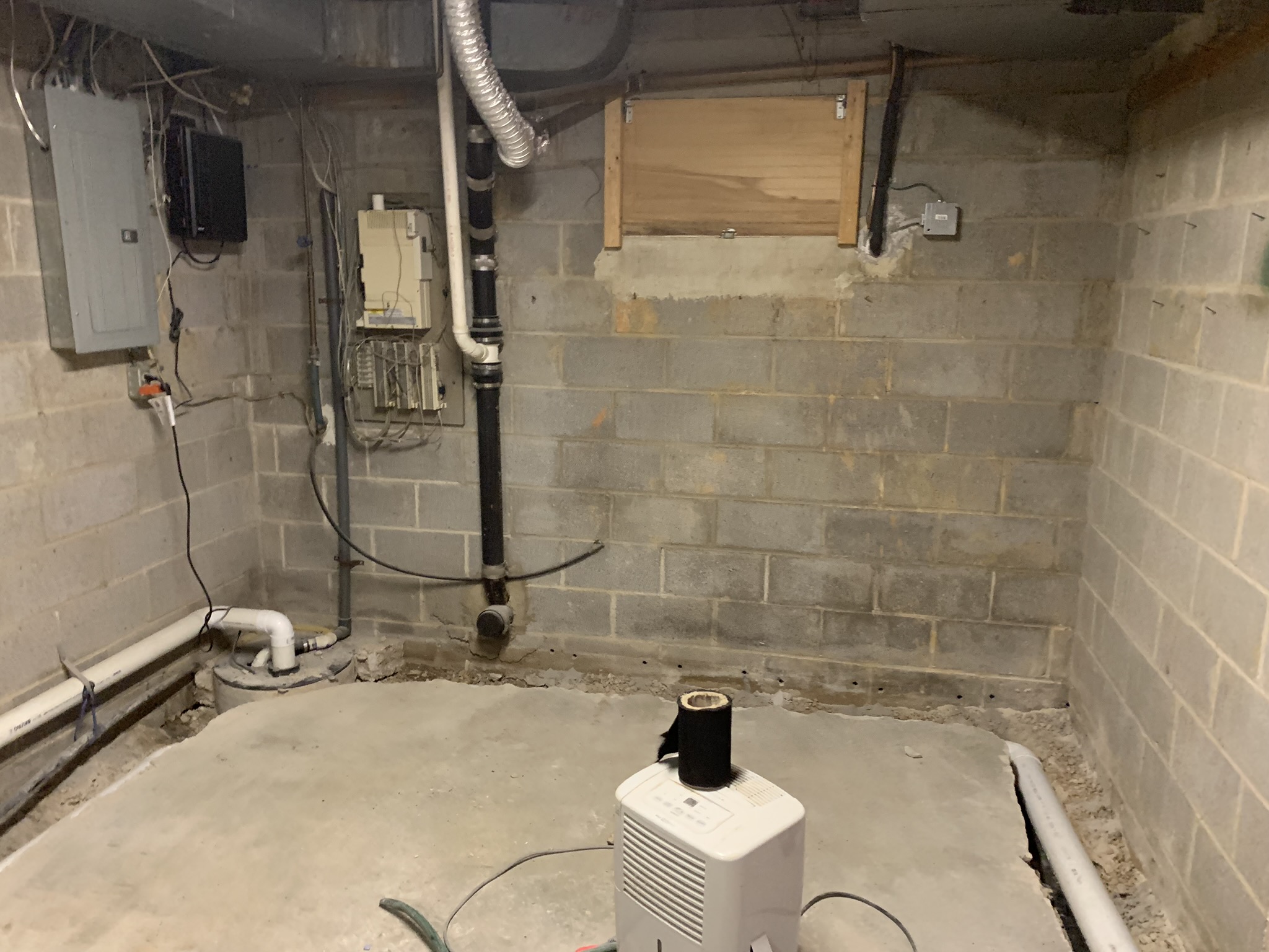 Sump pump repair completed in a Maryland basement