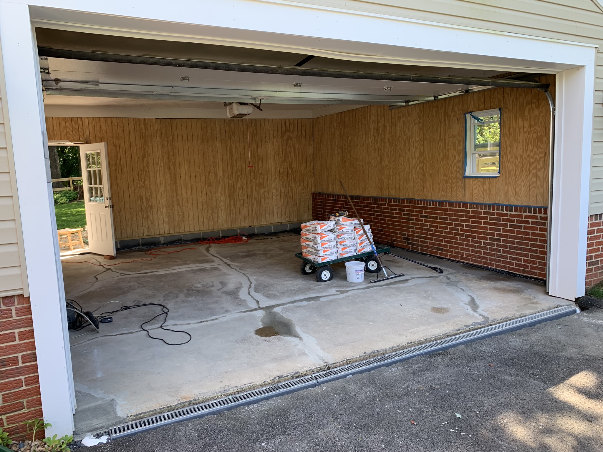 Concrete floor slab crack repair in a Maryland basement