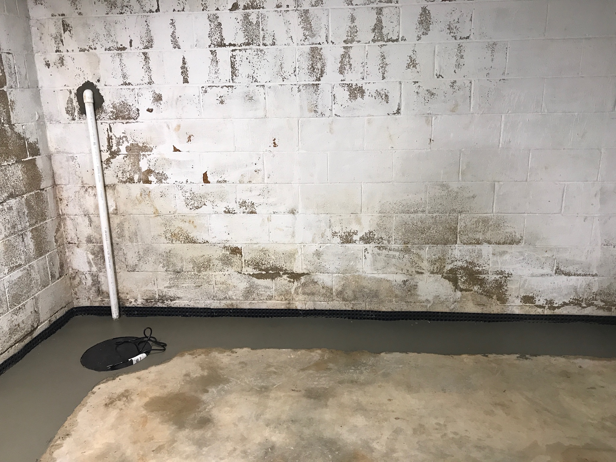 Sump pump and perimeter drainage inspected during diagnosis