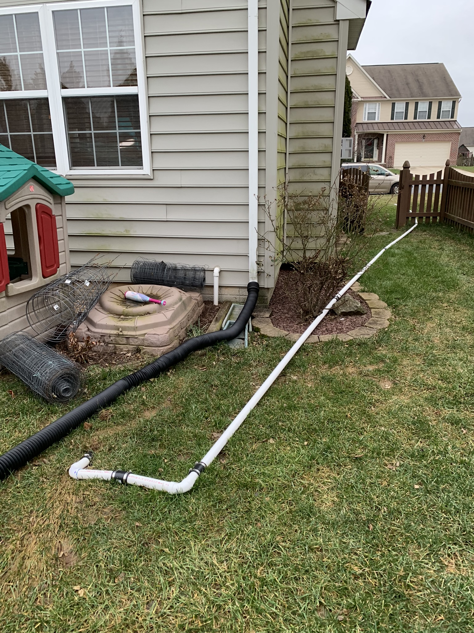Yard drainage system installed in a Maryland home