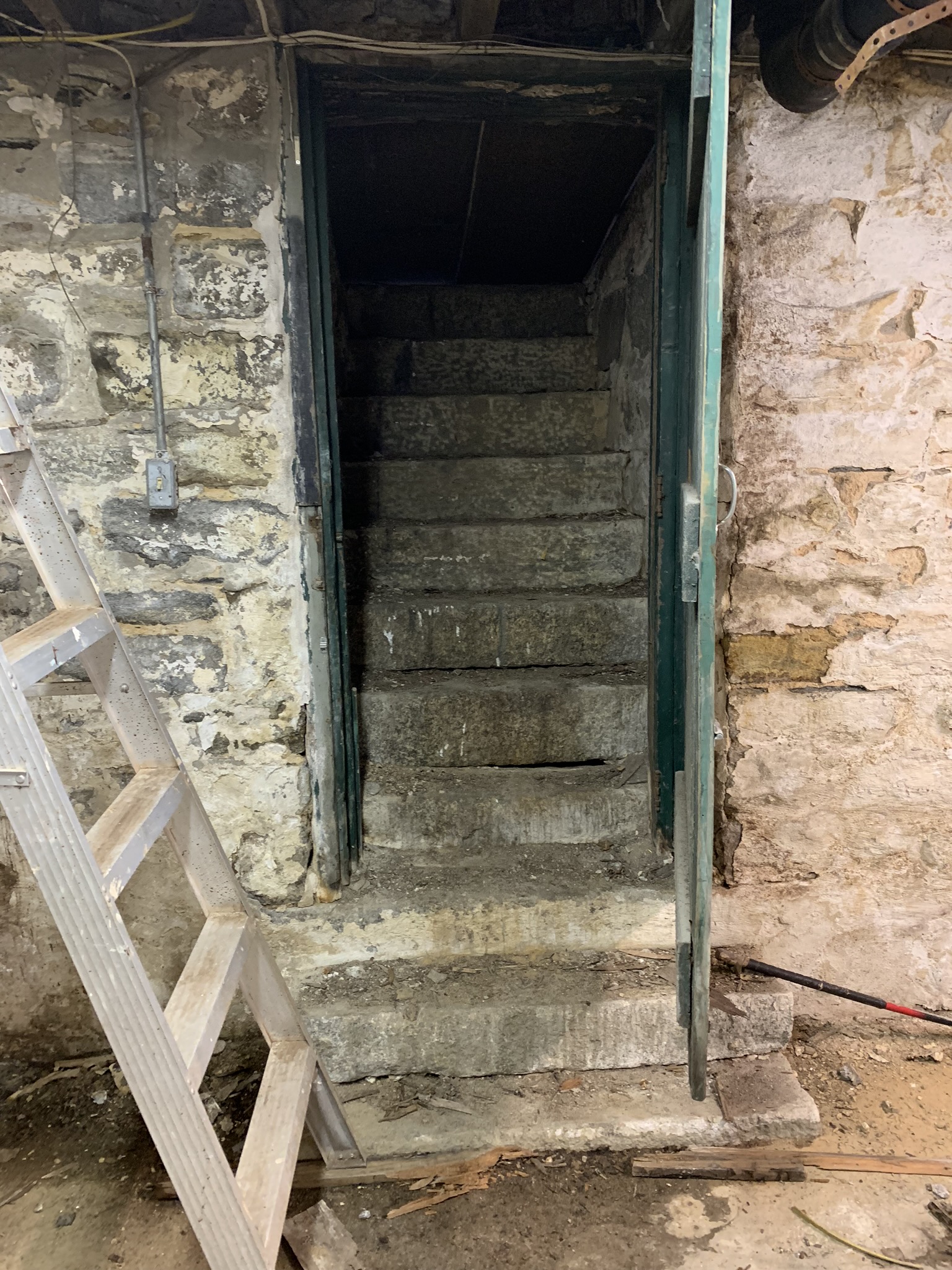 Moisture damage and wet basement wall with signs of mold in a Maryland home