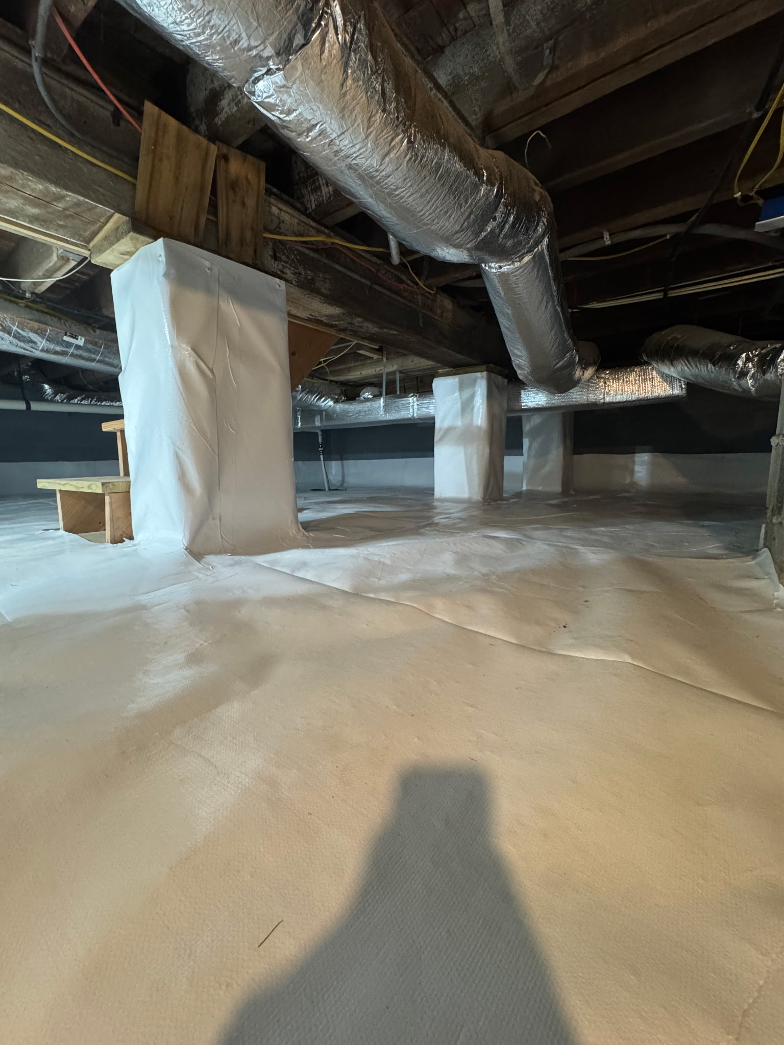 Crawl space encapsulation completed to control high humidity in a Maryland home