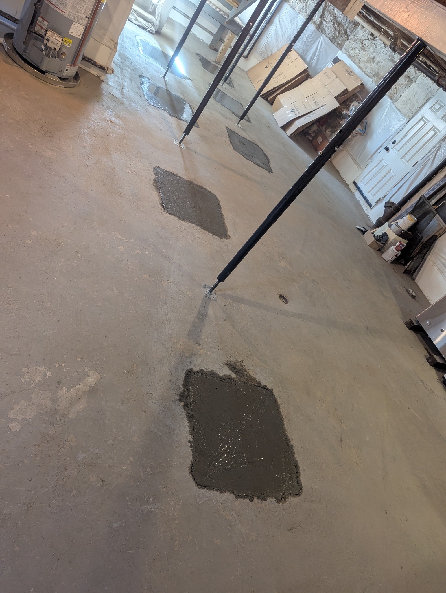 Slab section beside a support column after repair