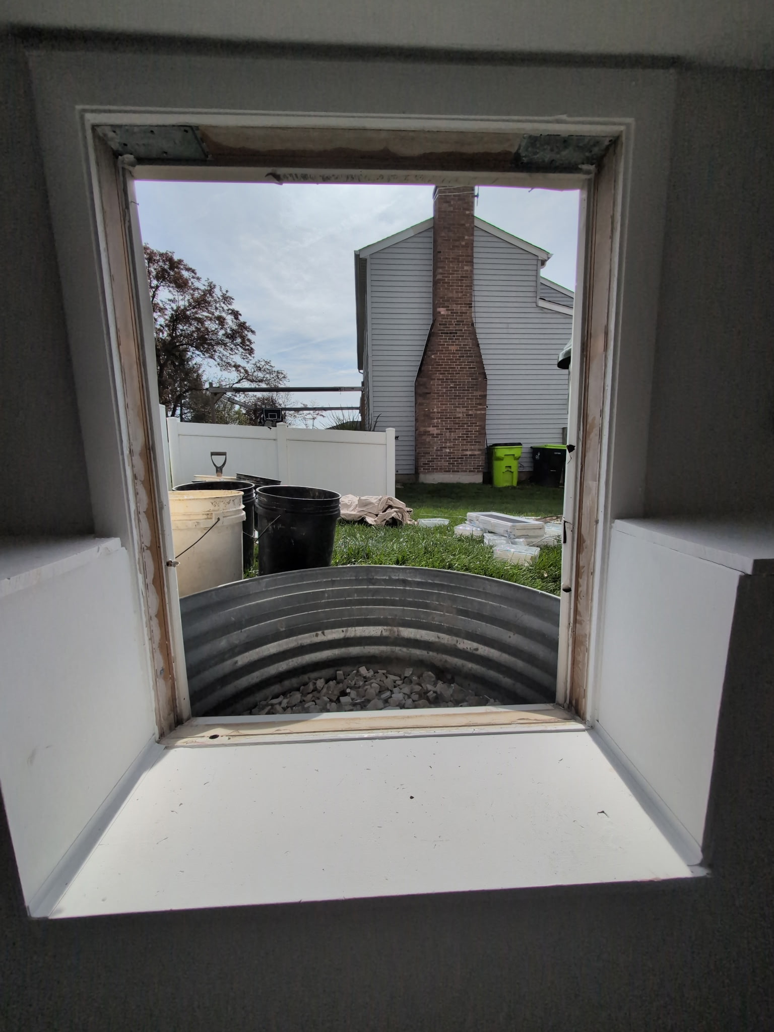 Egress window installation completed in a Maryland basement