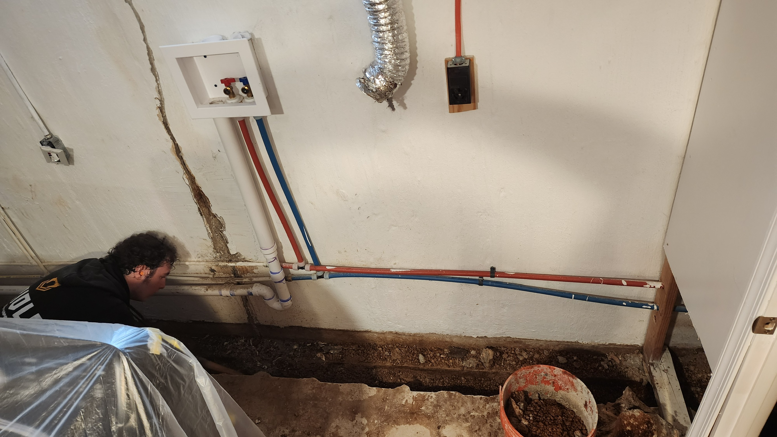 French drain installation completed in a Maryland home