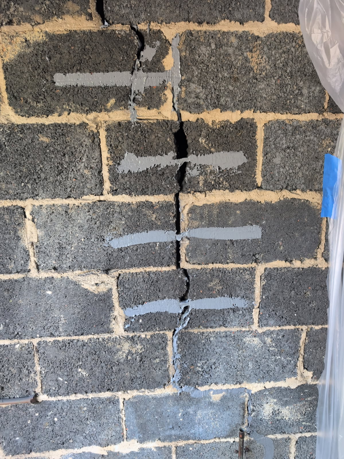 Basement foundation wall crack in a Maryland home