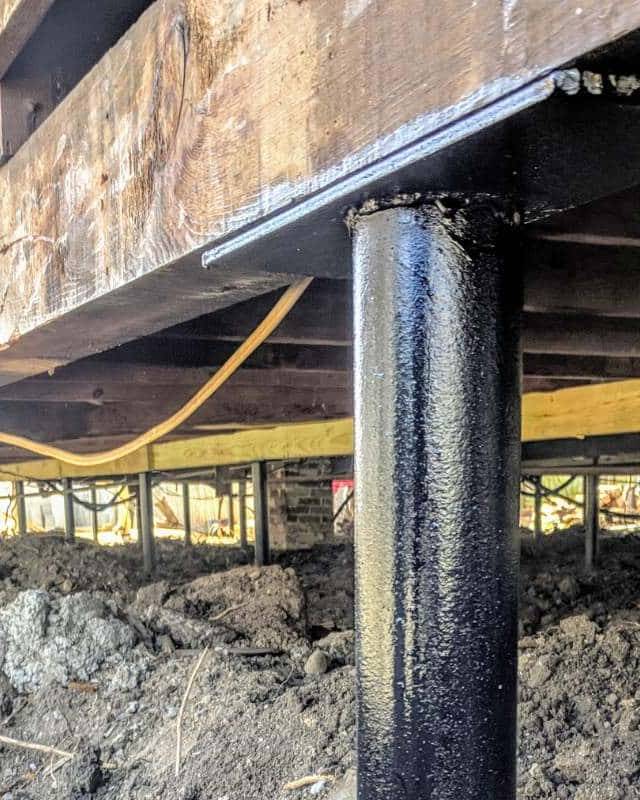 Quality Foundation Repair Austin Adjust-A-Piers stabilizing a crawl space and its floor above.