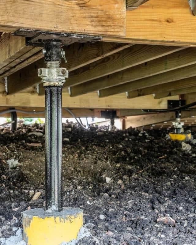 Quality Foundation Repair Austin Adjust-A-Pier installed for crawl space structural repair.